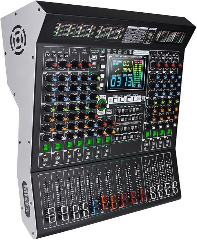 MD-10 10-Channel Professional Stage Mixer, 99 DSP Effects, Wireless Connection by Yamnweo