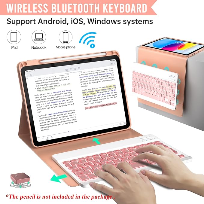 BLUTLOTUS Keyboard Case for iPad 10th Generation 2022 10.9 inch, 360° Rotatable - Image 4