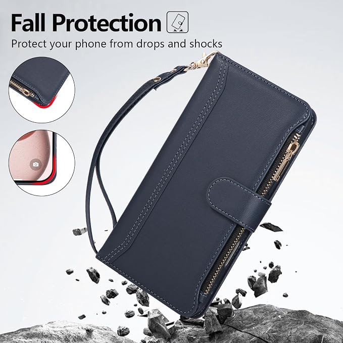 Compatible with iPhone 14 Pro Max Wallet Phone Case-PU Leather Magnetic Flip - Image 6