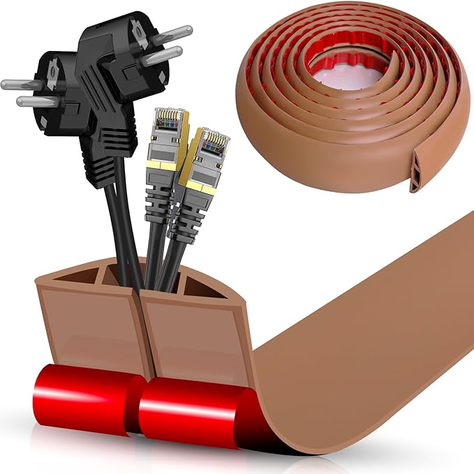 Floor Cord Cover Cavity 0.8"x0.37" Self Adhesive Cord Hider, 10FT Low Profile by DBHXXMB-HH