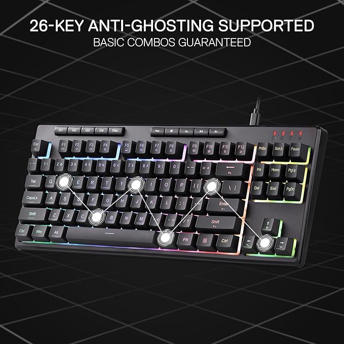 Redragon K516 Shiva TKL Wired RGB Membrane Gaming Keyboard, 87 Keys - Image 6