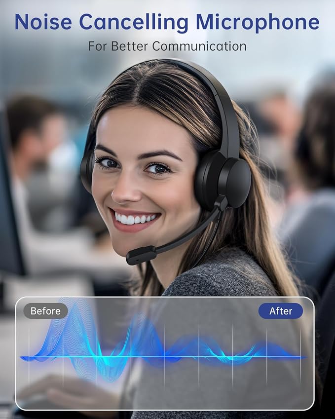 USB Headset with Microphone for PC, Wired Headphones with Mic USB Headsets with - Image 2