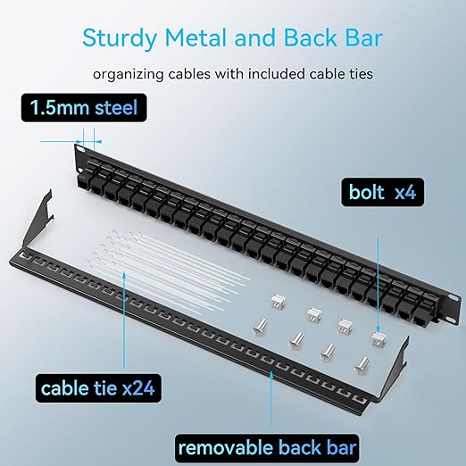 Patch Panel 24 Port Cat6 with Coupler Keystone, Cat6 Network Patch Panel 10G No - Image 6