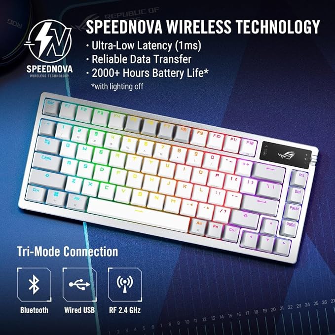 ASUS ROG Azoth 75 Wireless DIY Custom Gaming Keyboard, OLED display, - Image 2