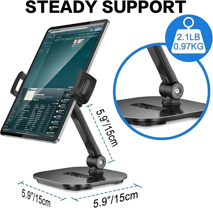AboveTEK Upgraded Desktop Tablet Stand, 360° Swivel Tablet & Phone Desk Mount - Image 2