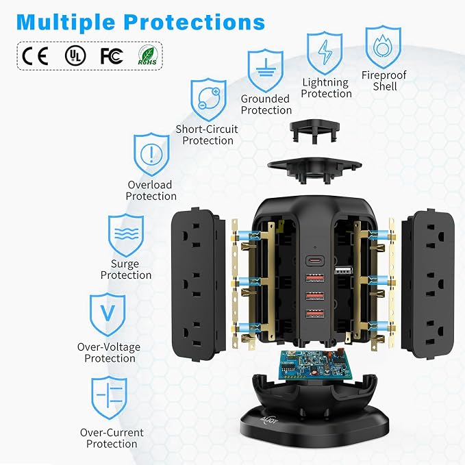 AiJoy Power Strip Tower Surge Protector - Image 6