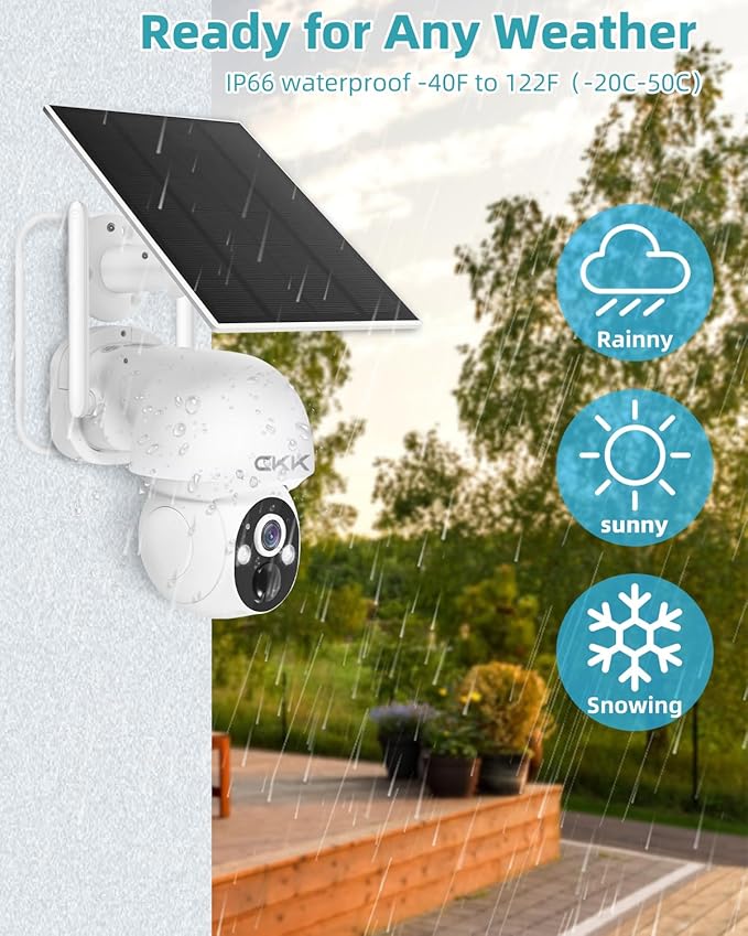 4MP PTZ Solar Security Camera Outdoor, Pan/Tilt/Zoom, PIR Detection, 2-Way Audio - Image 7