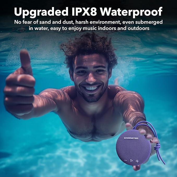 Monster Bluetooth Speaker, IPX8 Shower Speaker Waterproof, Extra Long Playtime - Image 3