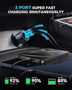 JOYROOM 120W Super Fast Car Charger USB C, 3-Port PD100W+PD35W Car Charger - Image 3