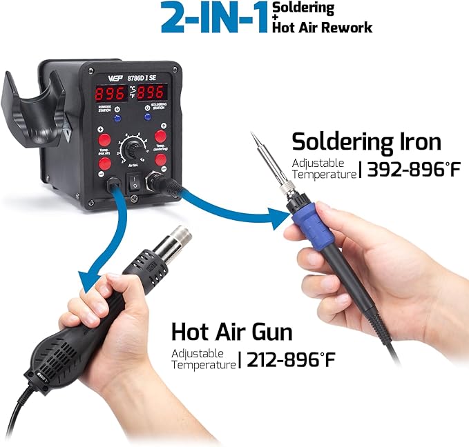 WEP 8786D-I SE Hot Air Soldering Iron Station Kit 2-IN-1 - Image 2