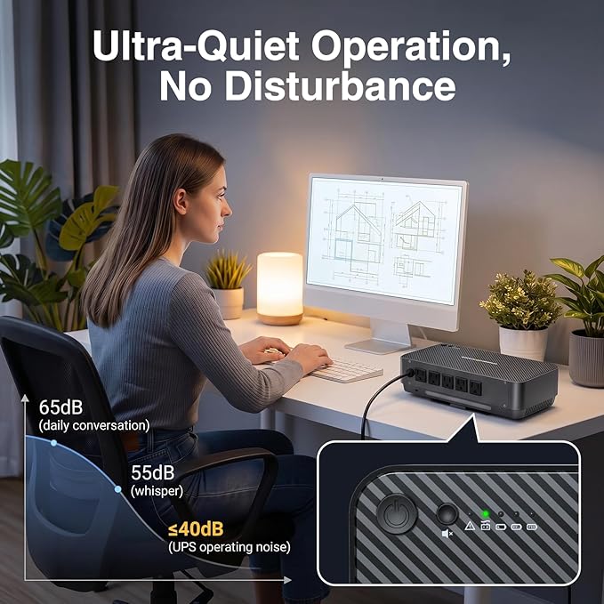 GOLDENMATE 600VA/360W Lithium UPS Battery Backup and Surge Protector, LiFePO4 - Image 8