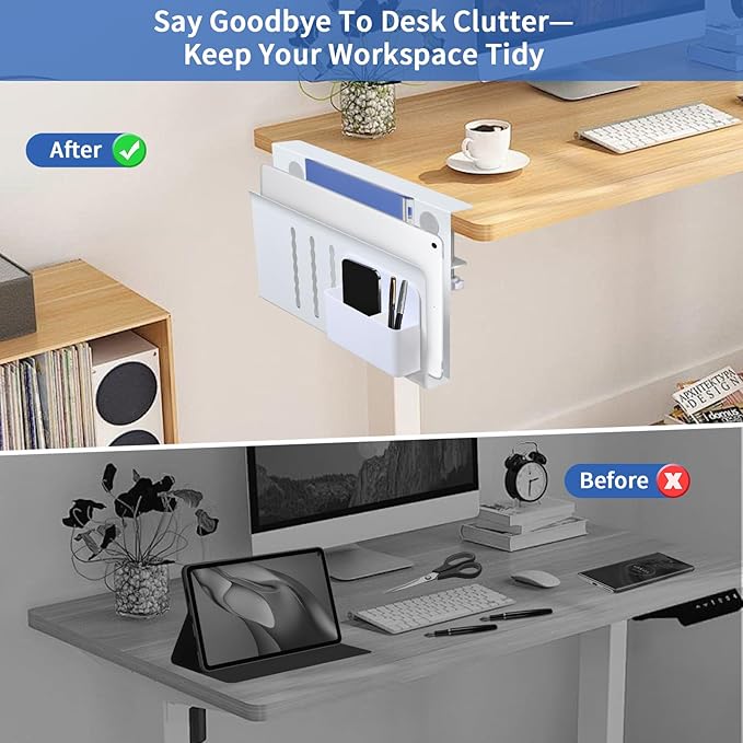 LUKETURE Laptop Holder, Steel Desk Side Storage, No Drill Standing Desk - Image 7