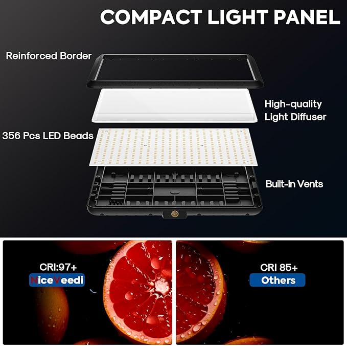 2-Pack Photography Lighting Kit, NiceVeedi 25W LED Video Light Kit, 2900-7000K - Image 5