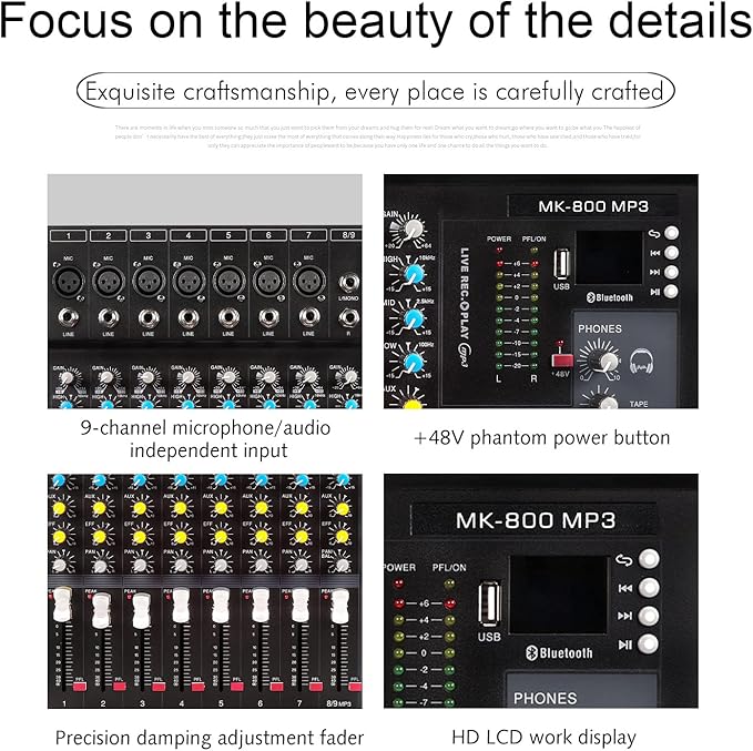 G-MARK MK800MP3 Professional Audio Mixer Sound Board 8 Channels Mixing Console - Image 5