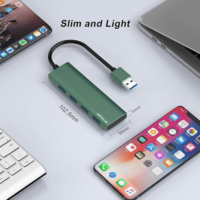 USB Hub, USB 3.0 Hub Aluminum Alloy Ultra Slim USB Splitter, Portable 4 Port - Image 7