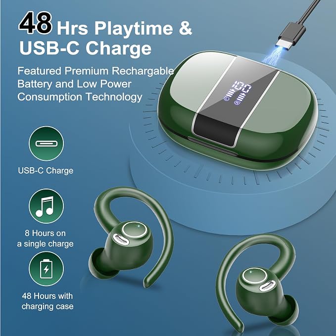 Wireless Earbuds Bluetooth 5.3 Headphones Sports, 48Hrs Playtime Bluetooth - Image 4