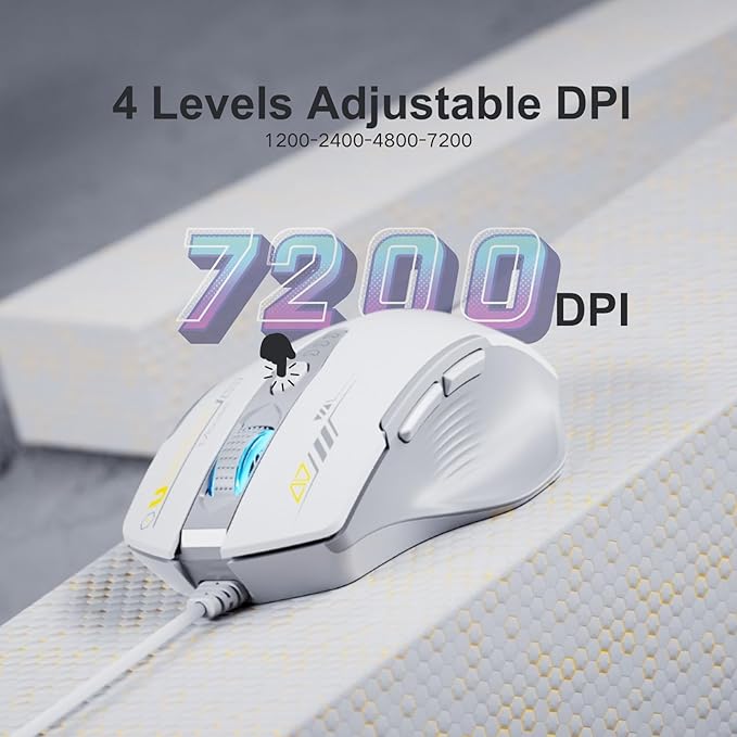 Wired Mouse, 4 Levels Adjustable DPI, 6 Programmable Buttons, Ergonomic - Image 4