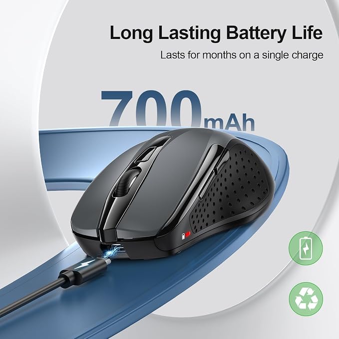 TECKNET Wireless Mouse Rechargeable, 2.4G USB-A Silent Mouse, Quiet Click - Image 2