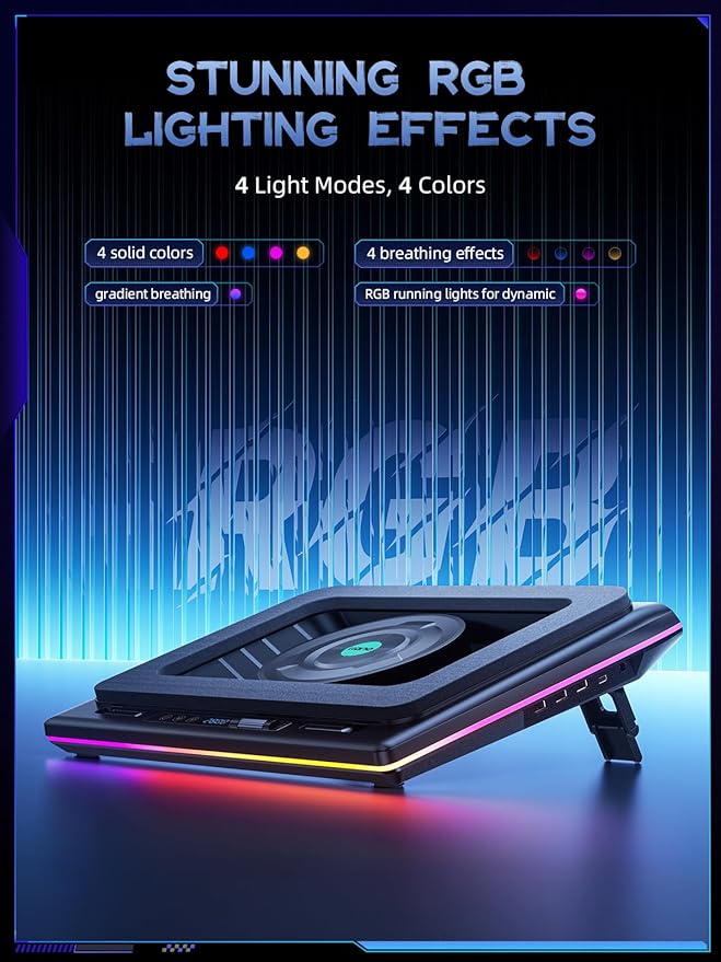 llano V12 Gaming Laptop Cooling Pad, RGB Laptop Cooler, Laptop Cooling Fan Stand - Image 5