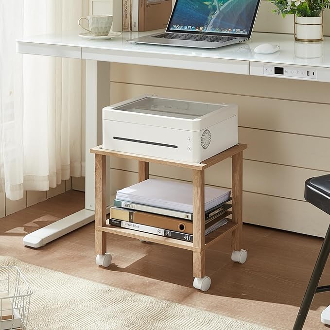 2 Tier Printer Stand with Storage, Under Desk Shelf Printer Table, Small - Image 4