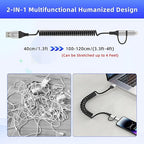 USB to USB-C and Lightning Cable 2 in 1 Coiled Cable Support Aple Carplay & - Image 7