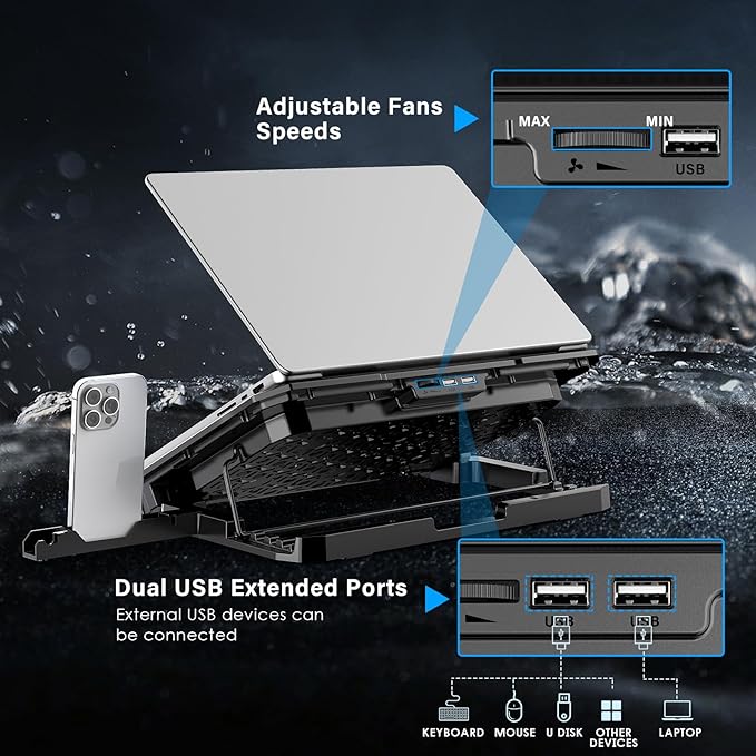 Laptop Cooling Pad, Laptop Cooler 6 Quiet Fans - Image 4