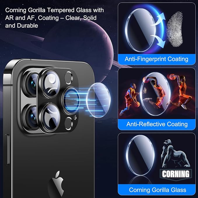 Esanik Upgrade 2 Pack for iPhone 14 Pro/iPhone 14 Pro Max Camera Lens Protector - Image 2