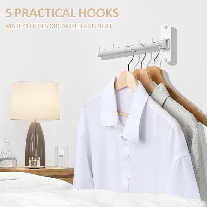 Swing Clothes Hanger Rack, Garment Racks Wall Mounted Clothes Bar-Hanger Holder - Image 4