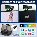 Webcam with Headset and Microphone, 1080P Webcam with Privacy Cover, Plug and - Image 5