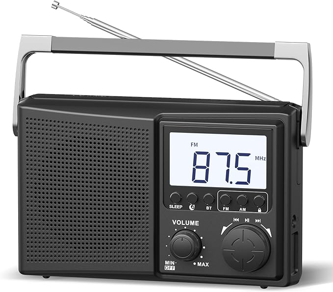 LEOTEC AM FM Radio with Bluetooth, Portable Radio Strong Reception, Plug in Wall by LEOTEC