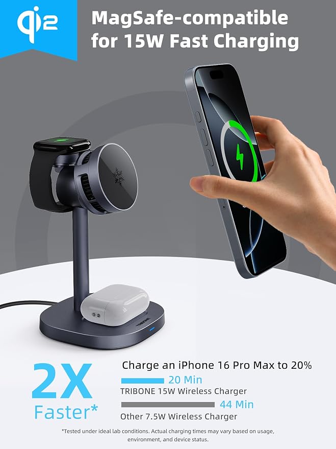 2025 New TRIBONE 3 in 1 Magsafe Wireless Charger Stand - Image 3