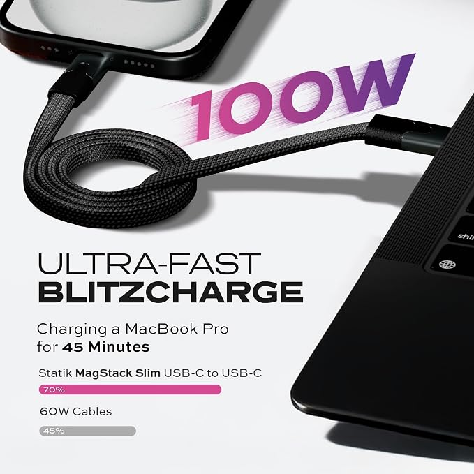 Statik MagStack USB C to USB C Cable, Magnetic Anti Tangle Flat Type C Charger - Image 4