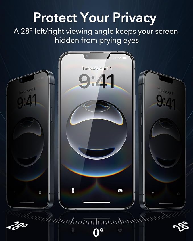 ESR 3 Pack 9H+ Glass for iPhone 16e/ iPhone 14/ iPhone 13/13 Pro Privacy Screen - Image 3