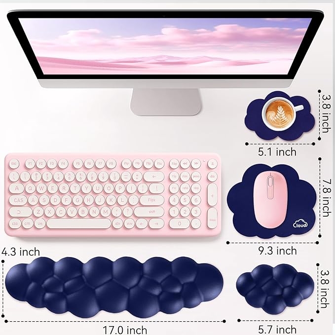 Cloud Wrist Rest for Computer Keyboard, 4-in-1 Memory Foam Leather Cloud - Image 3
