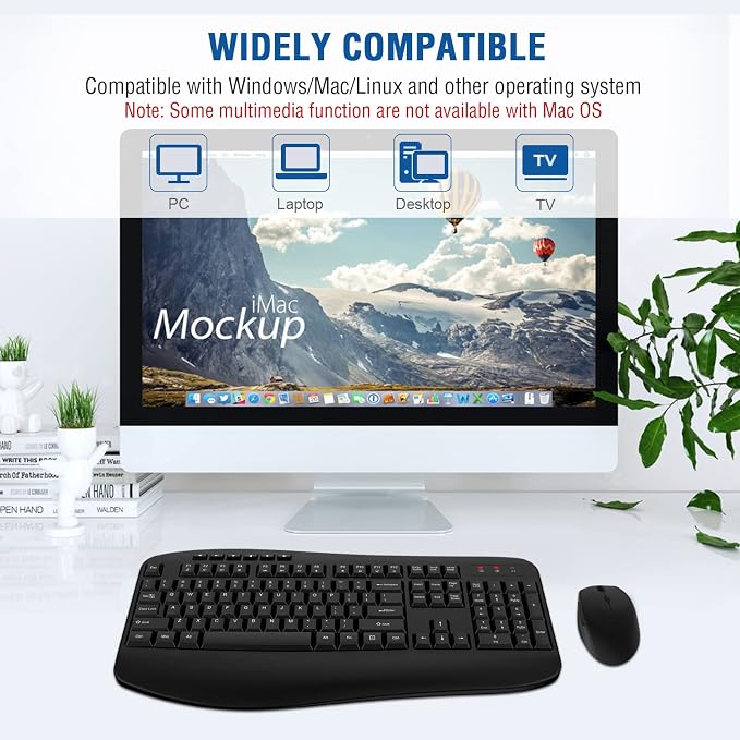 Wireless Keyboard Mouse Combo, EDJO 2.4G Full-Sized Large Wireless Keyboard - Image 7