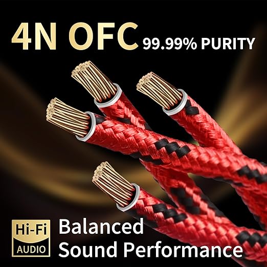 9 AWG Audiophile HiFi Speaker Audio Cable–4N OFC Core, 24K Gold-Plated Banana - Image 2