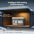 Power Queen Upgraded 12.8V 100Ah Auto-Heating Lithium Battery, Built-in 100A BMS - Image 2