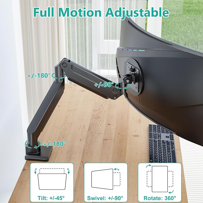 WALI Ultrawide Monitor Arm for 13 to 49 Inch Heavy Duty Curved Screens - Image 5