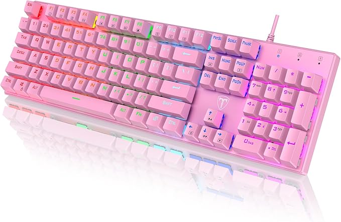 RisoPhy Mechanical Gaming Keyboard, RGB 104-Key Ultra-Slim Backlit USB Wired by RisoPhy