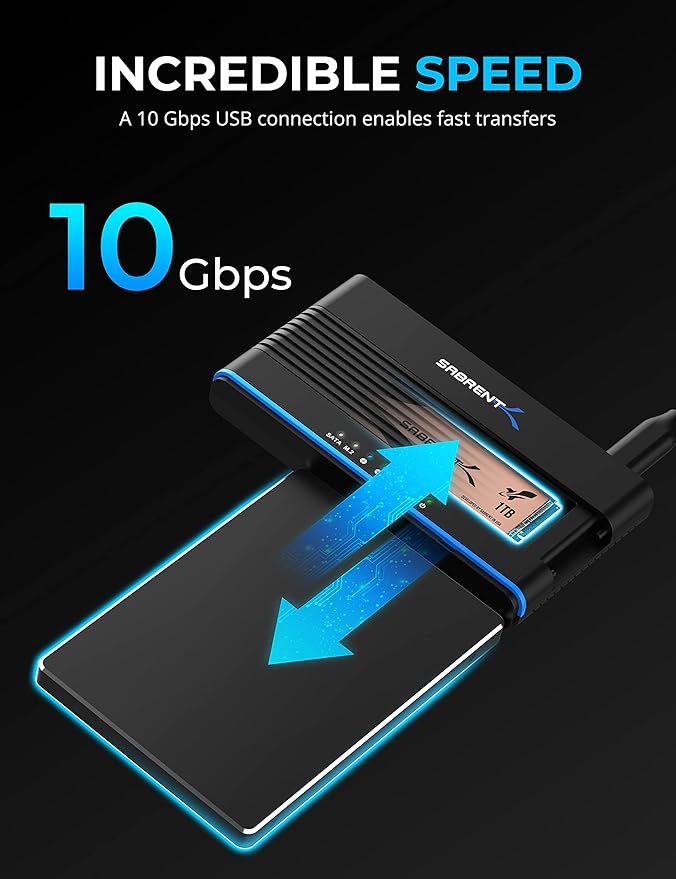 SABRENT USB 3.2 Type C M.2 PCIe NVMe + 2.5/3.5 Inch SSD & HDD Converter - Image 5