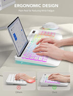 Wireless Keyboard and Mouse Backlits, Wrist Rest, LED Mouse, Rechargeable - Image 3