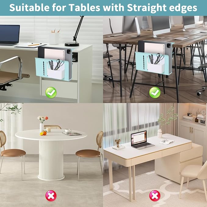 Desk Side Storage Organizer, Under Desk Laptop Holder Clamp on Table Shelf - Image 5