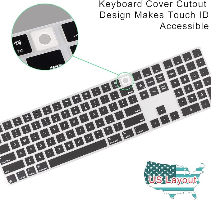 Allinside Black Keyboard Cover for 2024 Mac Magic Keyboard - Image 3