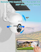4MP PTZ Solar Security Camera Outdoor, Pan/Tilt/Zoom, PIR Detection, 2-Way Audio - Image 3