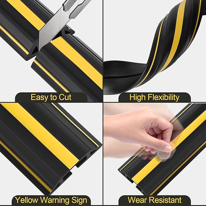 MYFAMIREA 20FT Floor Cord Cover Heavy Duty Cable Cover Protector 3 Channels - Image 4