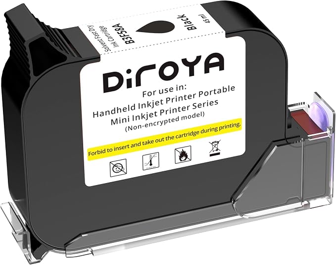 Handheld Printer Ink Cartridge 45ml Solvent Fast Dry, 0.5-Inch Nozzle by diroya