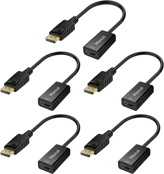 4K DisplayPort to HDMI Adapter, 5 Pack, Uni-Directional Gold-Plated Display by MoreadDirect