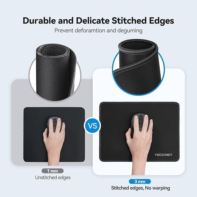 TECKNET 4 Pack Mouse Pad with Anti-fray Stitching, Waterproof Surface & - Image 2