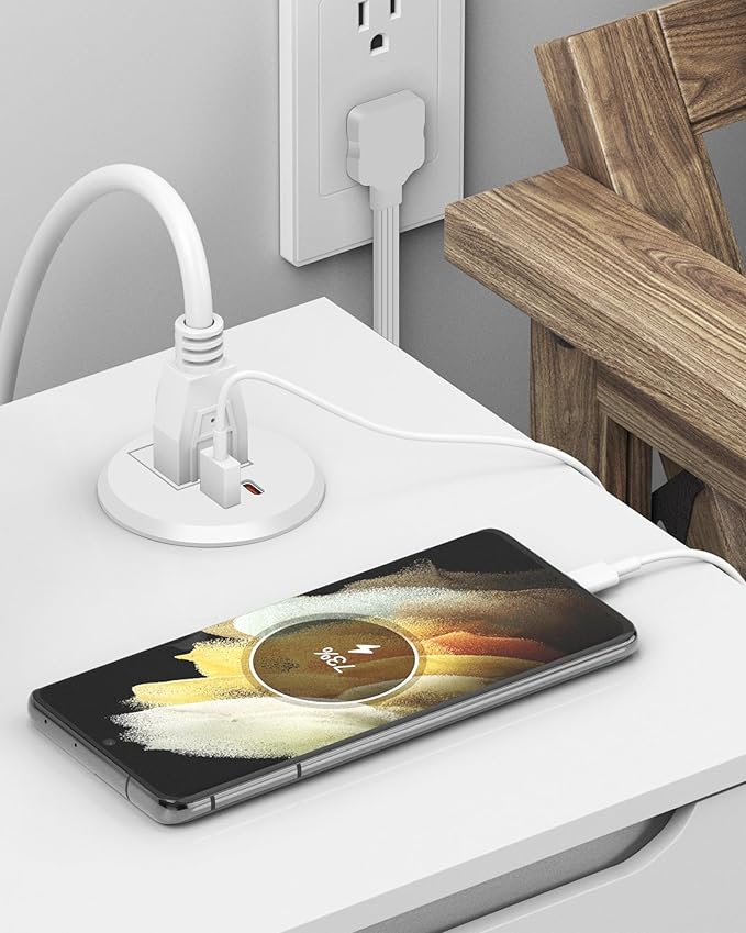 Desktop Power Grommet 2 Inch Hole, PD 30W USB C Fast Charging Station, Recessed - Image 5