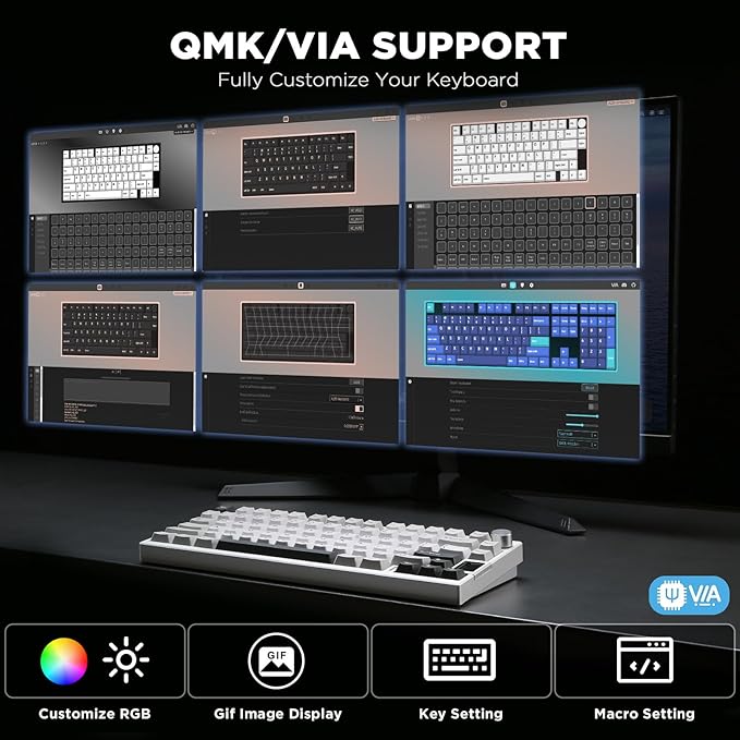 YUNZII AL80 Wireless Mechanical Keyboard, Full Aluminum CNC, Smart LCD Display - Image 3